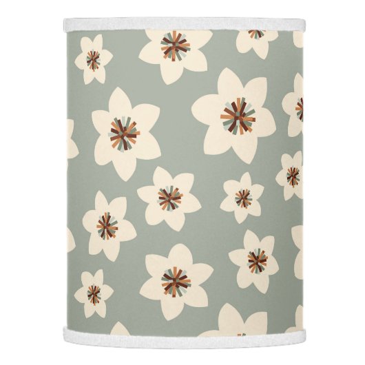 Boho flower - sage green background lamp shade (Left)