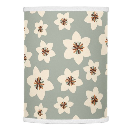Boho flower - sage green background lamp shade (Right)