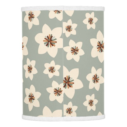 Boho flower - sage green background lamp shade (Back)
