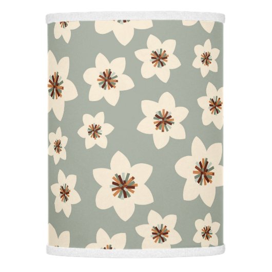 Boho flower - sage green background lamp shade (Front)