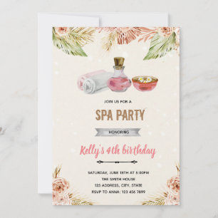 Boho flower spa theme invite