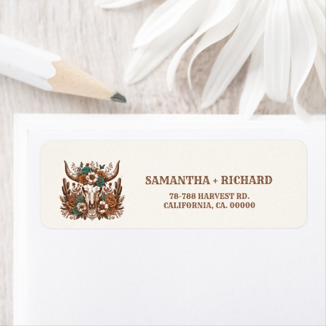 Boho Flower Western Rustic Country Wedding  Label (Insitu)