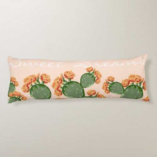 Boho Flowering Prickly Pear Cactus Sweet Dreams Body Pillow