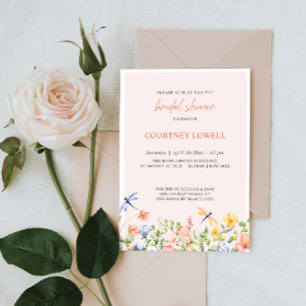 Boho Flowers and Dragonflies Garden Photo Invitation