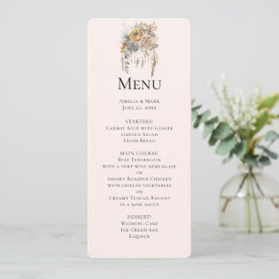 Boho Flowers and Dreamcatcher - Wedding Menu Invitation