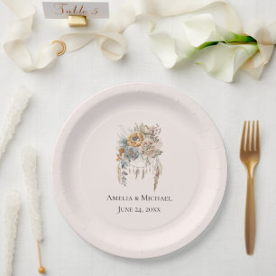 Boho Flowers and Dreamcatcher - Wedding Paper Plates