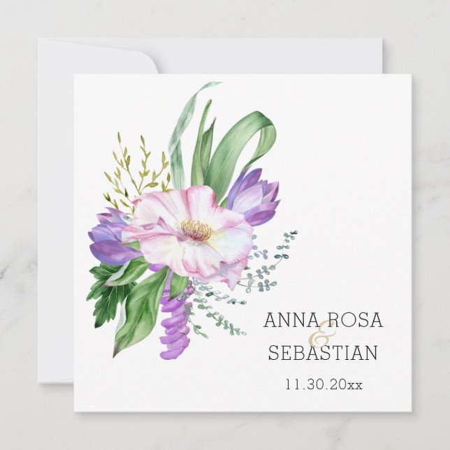 *~* Boho Flowers AR15 QR RSVP Wedding Invitation (Front)