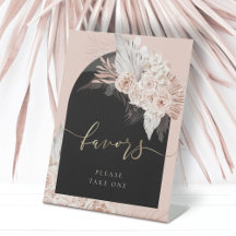 boho flowers arch favors pedestal sign