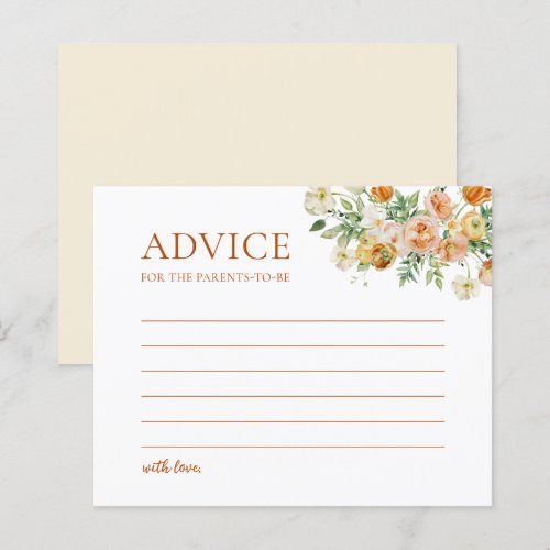 Boho Flowers Baby Shower Advice Cards