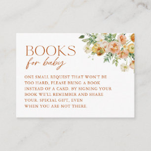 Boho Flowers Baby Shower Books for Baby Enclosure Card