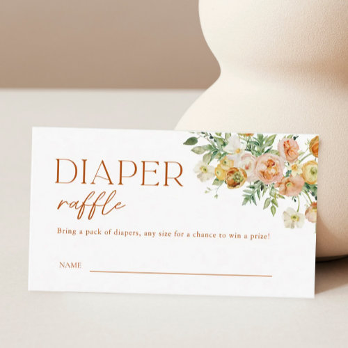 Boho Flowers Baby Shower Diaper Raffle Ticket