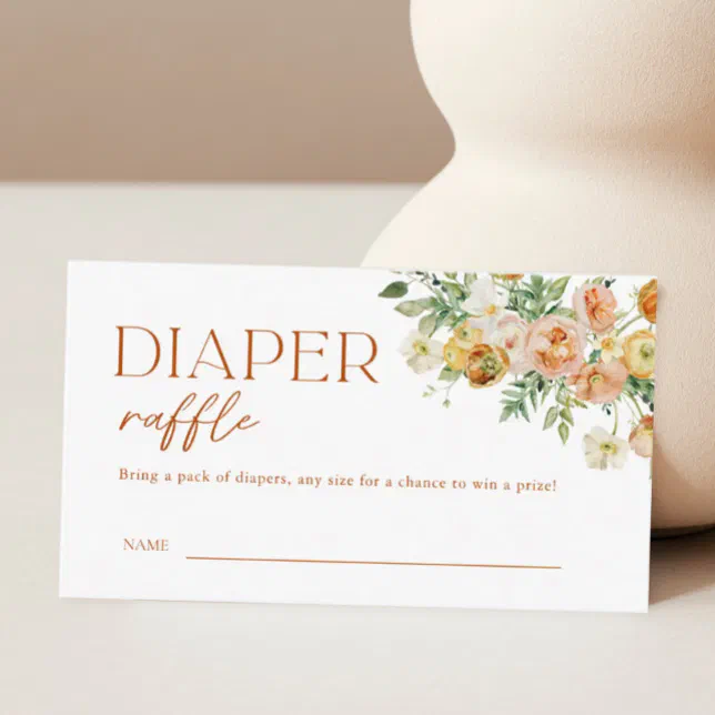 Boho Flowers Baby Shower Diaper Raffle Ticket Enclosure Card | Zazzle