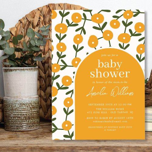Boho Flowers Baby Shower Invitation