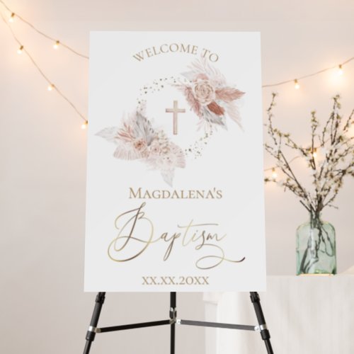 boho flowers Baptism welcome  Foam Board