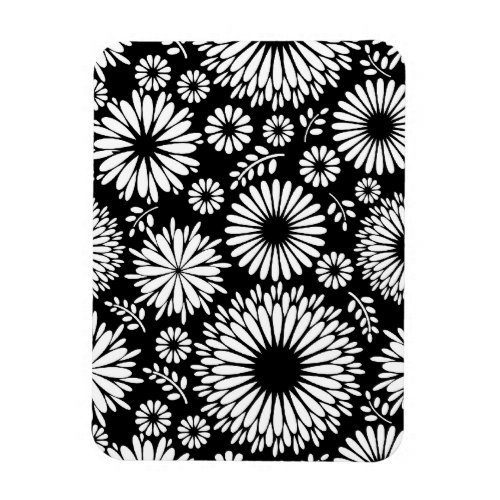 Boho flowers Black and White vector floral pattern Magnet