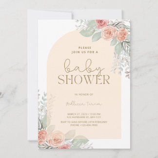 Boho Flowers Bohemian Desert Girl Baby Shower Invitation
