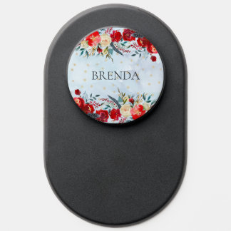 Boho flowers border frame blue background PopSocket