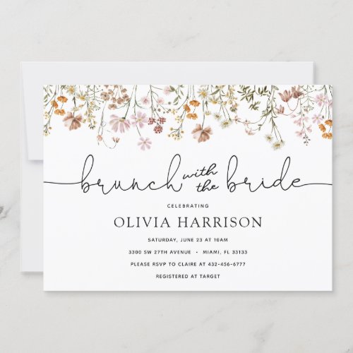  Boho Flowers Brunch with the Bride Shower  Invitation