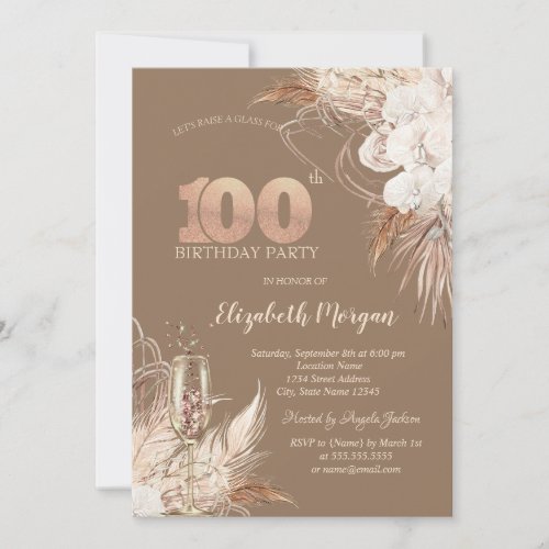 Boho Flowers,Champagne Glass,Terracotta 100th