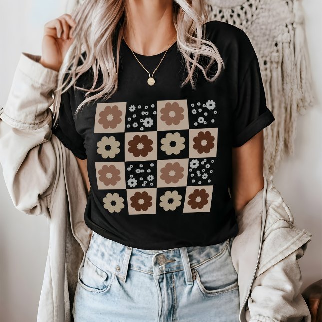 Boho Flowers Checkered T-Shirt (Creator Uploaded)
