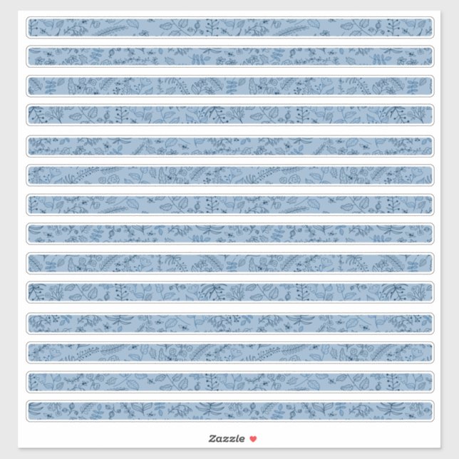 Boho Flowers Classic Blue Thin Strips  Sticker (Sheet)