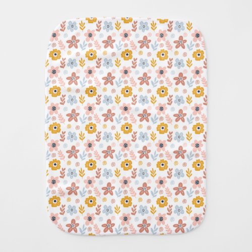 Boho Flowers Design Baby Burp Cloth