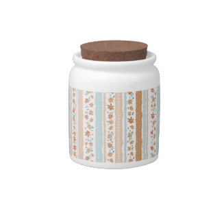 Boho Flowers Design Retro Floral Pattern  Candy Jar