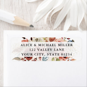 Boho Flowers, Earthy Floral Return Address Label