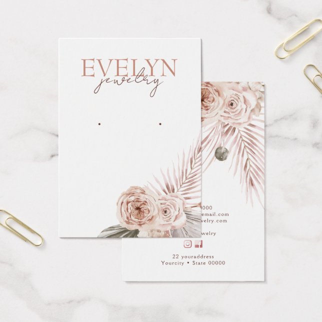 Boho flowers elegant earring display card (Office)