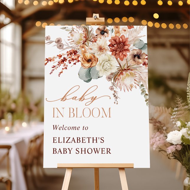 Boho Flowers Fall Baby Shower Welcome Sign (Creator Uploaded)