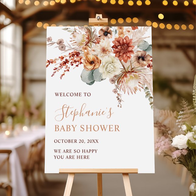 Boho Flowers Fall Baby Shower Welcome Sign (Creator Uploaded)