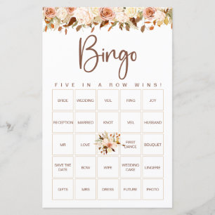 Boho Flowers Fall   Bridal Bingo Game