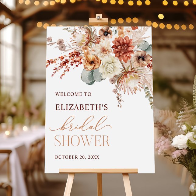 Boho Flowers Fall Bridal Shower Welcome Sign (Creator Uploaded)