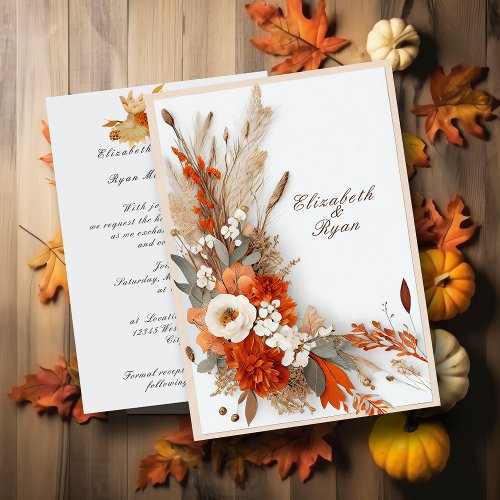 Boho Flowers Fall Colors Autumn Wedding   Invitation