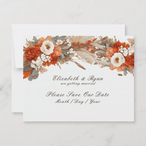 Boho Flowers Fall Colors Autumn Wedding Save The Date