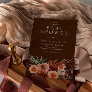 Boho Flowers Fall Summer Autumn Baby Shower Invitation