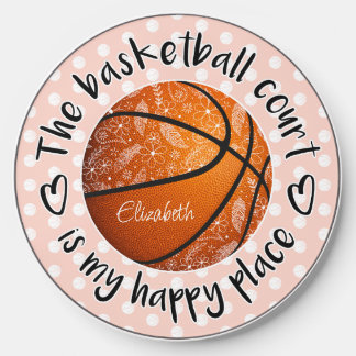 boho flowers feathers basketball court happy place wireless charger