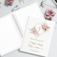 boho flowers First Holy Communion Guest Book