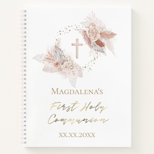 boho flowers First Holy Communion Guest Book
