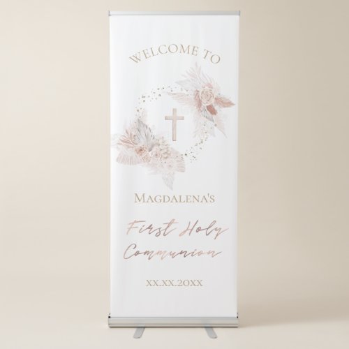 boho flowers First Holy Communion welcome sign