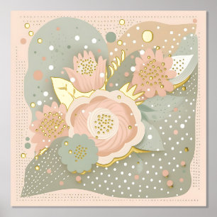 Boho Flowers Foil Prints