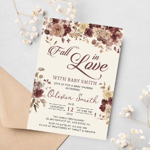Boho Flowers Garden Fall in Love Baby Shower Invitation