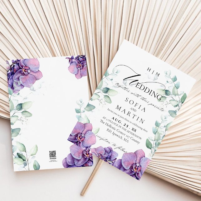  Boho Flowers Garden Orchid Wedding Invitation (Creator Uploaded)