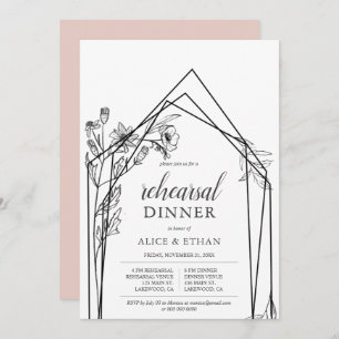 Boho Flowers Geometric Rehearsal Diner Invitation