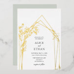 Boho Flowers Geometric Wedding Foil Invitation<br><div class="desc">Boho orchids flowers on geometric frame.</div>