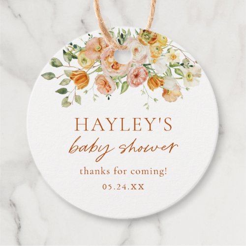 Boho Flowers Girl Baby Shower Thank You Favor Tags