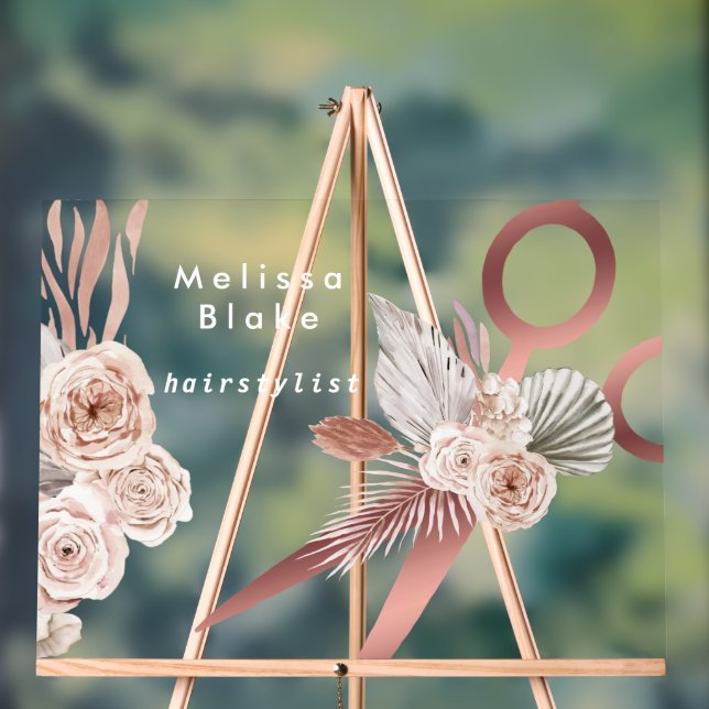 boho flowers hairstylist acrylic sign (Neutral)