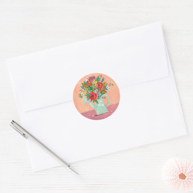 Boho Flowers illustration  Classic Round Sticker (Envelope)