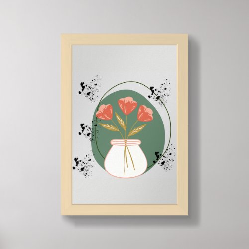 boho Flowers In A Vase Framed Art