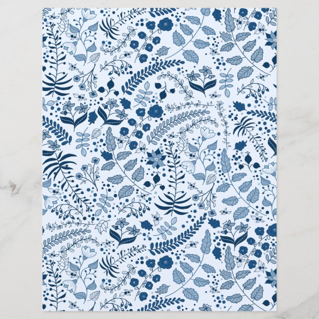 Boho Flowers in Classic Blues Paper (Front)